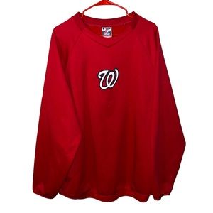 Majestic Washington Nationals Pullover Sweatshirt Therma Base In Red Size XL